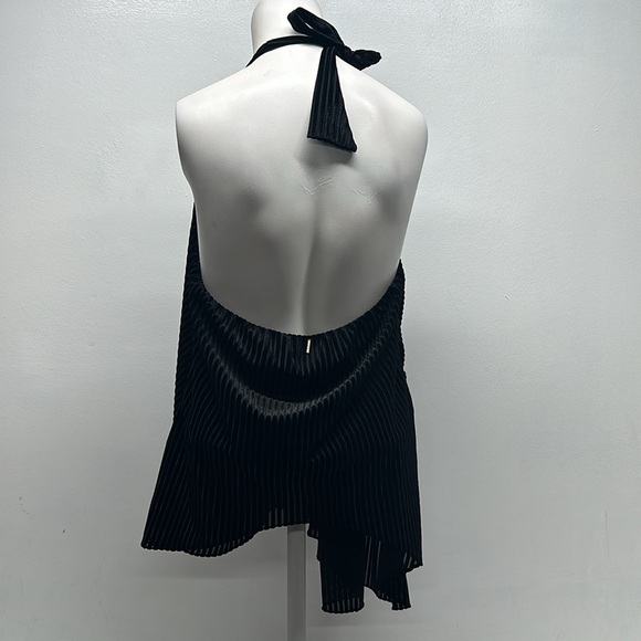 Misa LA Leticia Halter Top Blouse Velvet Velour Stripes Striped Black Size Small - Picture 5 of 10